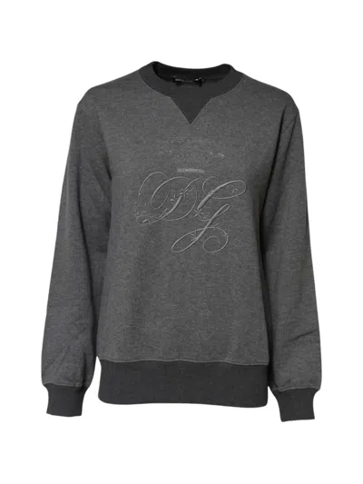 Dolce & Gabbana Dg Logo-embroidered Cotton Cashmere Sweatshirt In Gray
