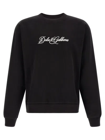 Dolce & Gabbana Logo-embroidered Sweatshirt In Black