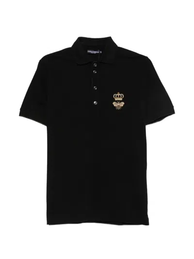 Pre-owned Dolce & Gabbana Logo-embroidery Polo Shirt In Black