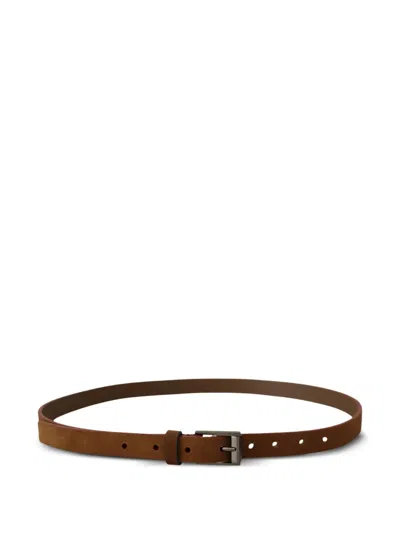 Dolce & Gabbana Logo-engraved Suede Belt In Brown