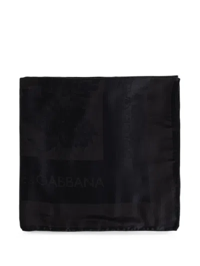 Dolce & Gabbana Logo-jacquard Satin Scarf In Black
