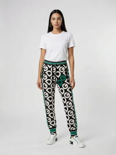 Dolce & Gabbana Logo-jacquard Virgin Wool Joggers In White
