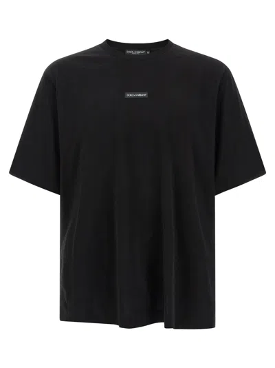 Dolce & Gabbana Logo-patch Cotton T-shirt In Black
