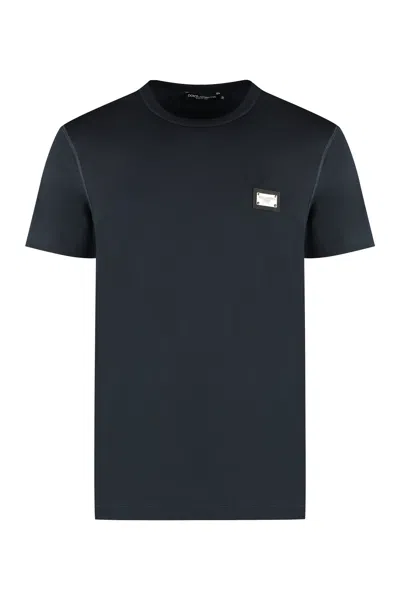 Dolce & Gabbana Logo-patch Crew-neck T-shirt In Black