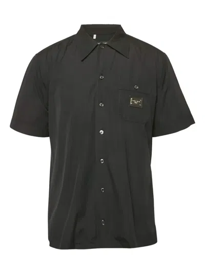 Pre-owned Dolce & Gabbana Logo-patch Shirt In Black