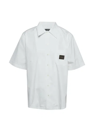 Pre-owned Dolce & Gabbana Logo-patch Short-sleeve Shirt In White
