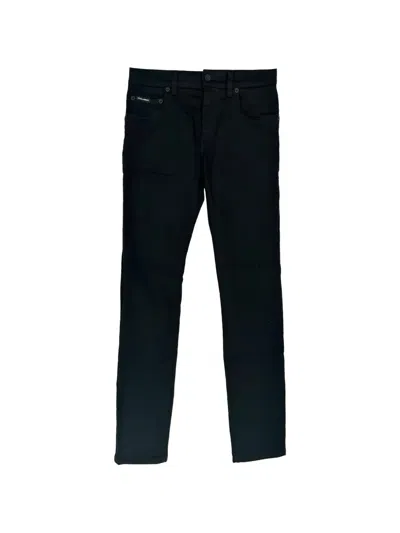 Pre-owned Dolce & Gabbana Logo-patch Slim-fit Jeans In Black