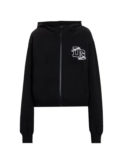 Dolce & Gabbana Logo-patch Zip-up Hoodie In Black
