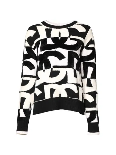 Dolce & Gabbana Logo Jacquard Crew Neck Women Pullover Sweater In Multi