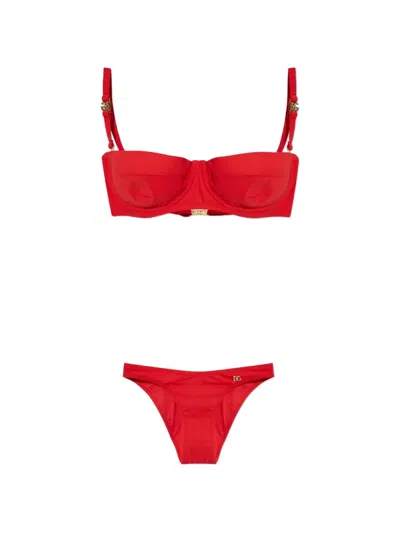 Dolce & Gabbana Logo-plaque Bikini In Red