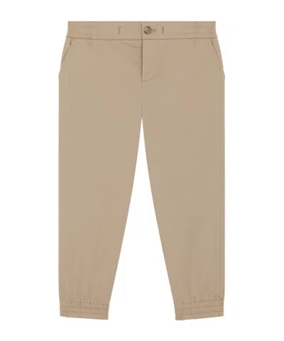 Dolce & Gabbana Kids' Logo-plaque Button-fly Trousers In Neutral