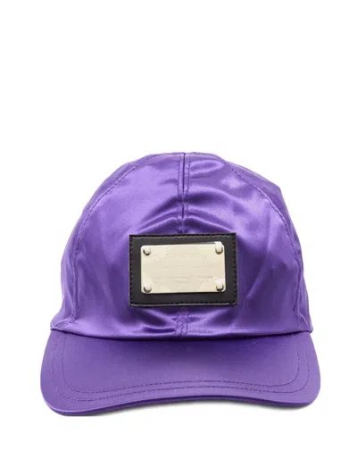 Pre-owned Dolce & Gabbana Logo-plaque Cap In Purple
