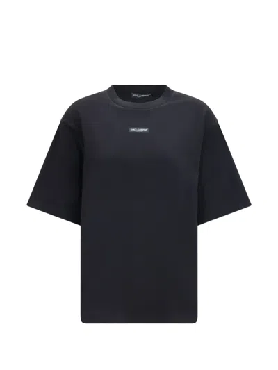 Dolce & Gabbana Logo-plaque Cotton T-shirt In Black