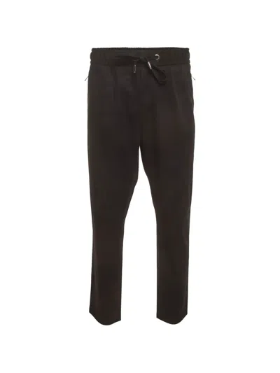 Pre-owned Dolce & Gabbana Logo-plaque Drawstring Trousers In Black