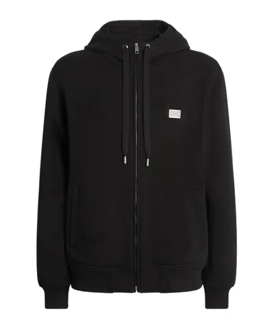 Dolce & Gabbana Logo-plaque Hoodie In Black
