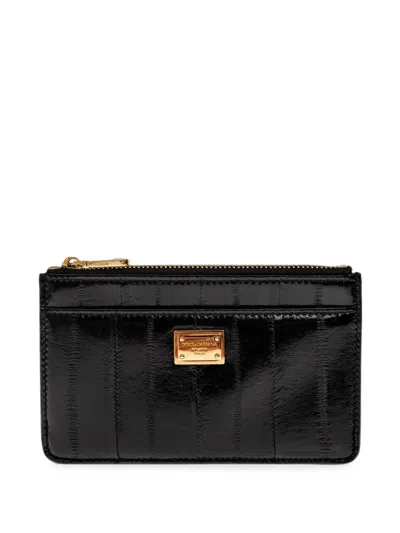 Dolce & Gabbana Logo-plaque Leather Card Holder In Black