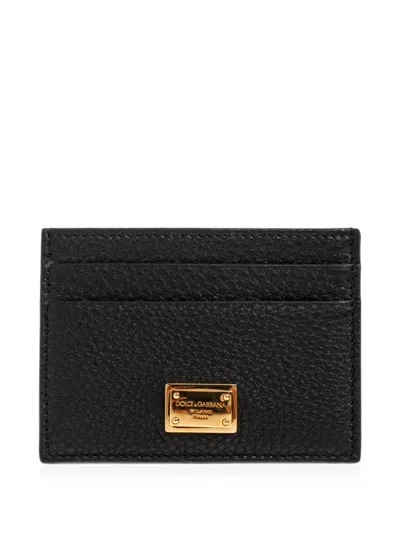 Dolce & Gabbana Logo-plaque Leather Cardholder In Black