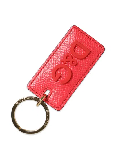Dolce & Gabbana Logo-plaque Leather Keyring In Red