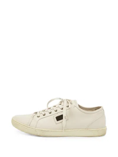 Pre-owned Dolce & Gabbana Logo-plaque Low-top Sneakers In Neutral