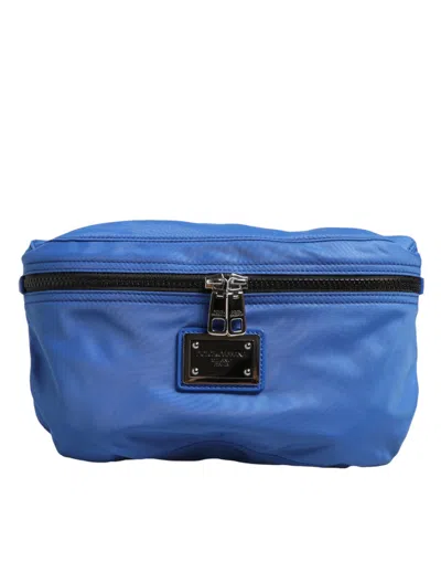 Dolce & Gabbana Logo-plaque Nylon Belt Bag In Blue
