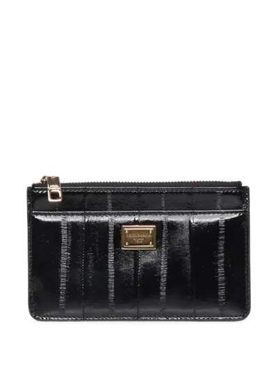 Dolce & Gabbana Logo-plaque Panelled Card Holder In Black