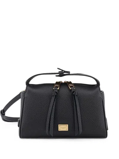 DOLCE & GABBANA LOGO-PLAQUE PEBBLED SHOULDER BAG