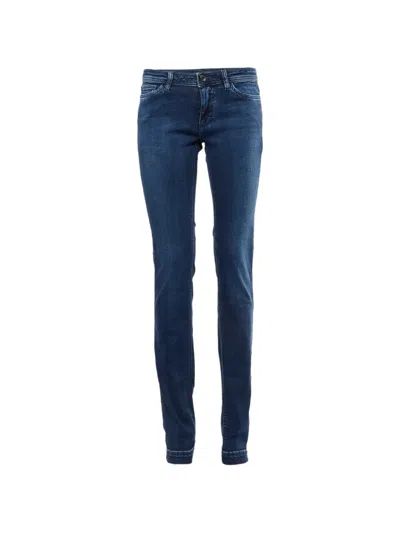 Pre-owned Dolce & Gabbana Logo-plaque Slim-fit Jeans In Blue