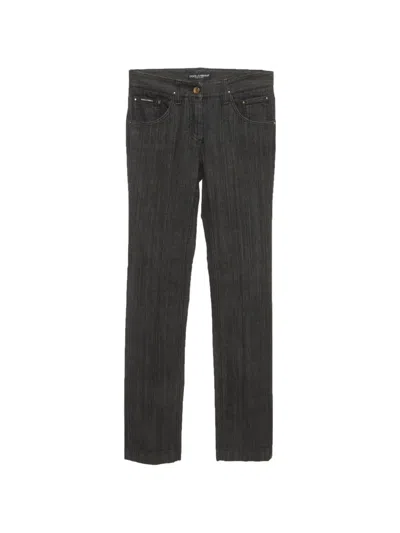 Pre-owned Dolce & Gabbana Logo-plaque Straight-fit Jeans In Black