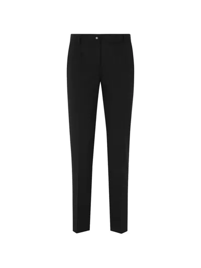 Dolce & Gabbana Logo-plaque Tailored Trousers In Black