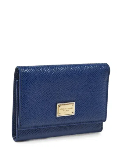 Pre-owned Dolce & Gabbana Logo-plaque Trifold Wallet In Blue