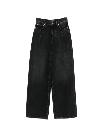 Dolce & Gabbana Logo-plaque Wide-leg Jeans In Black