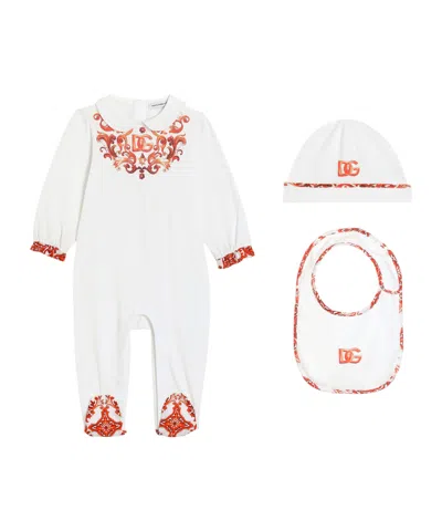 Dolce & Gabbana Logo-print Babygrow Set (set Of Three) In White