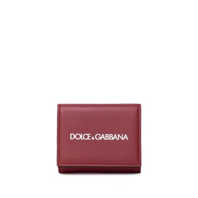 Dolce & Gabbana Logo-print Calfskin Wallet In Red