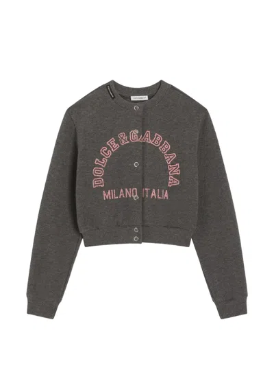 Dolce & Gabbana Kids' 로고 프린트 가디건 In Gray