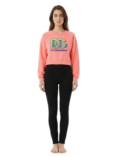Dolce & Gabbana Logo-print Cotton Sweatshirt In Pink