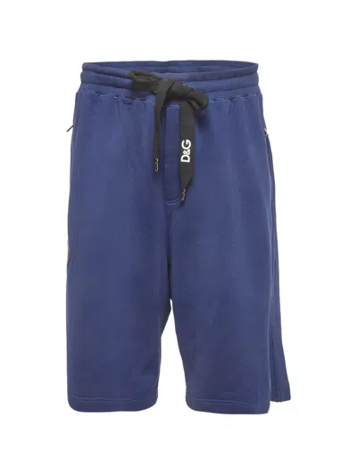 Pre-owned Dolce & Gabbana Logo-print Drawstring Shorts In Blue