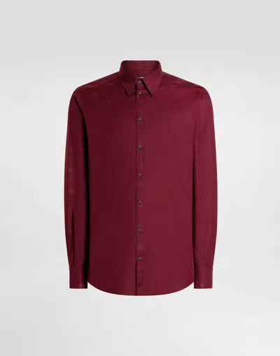 Dolce & Gabbana Dolce&gabbana Cotton Poplin Logo Print Martini Shirt In Red