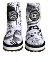 Dolce & Gabbana Logo Print Padded Mid Calf Boots In Gray
