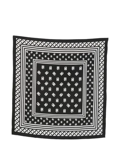 Pre-owned Dolce & Gabbana Logo-print Scarf In Black