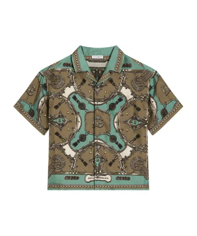 Dolce & Gabbana Logo-print Short-sleeve Shirt In Multi