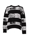 Dolce & Gabbana Logo Wool Pullover Sweater Striped Design In Black