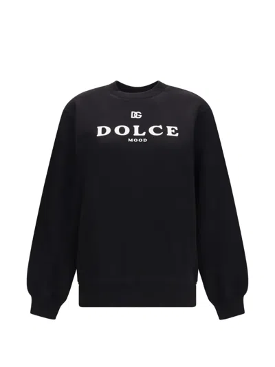Dolce & Gabbana Logo-embroidered Cotton Sweatshirt In Black