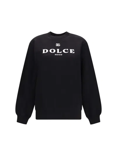 Dolce & Gabbana Logo-printed Cotton Sweatshirt In Black