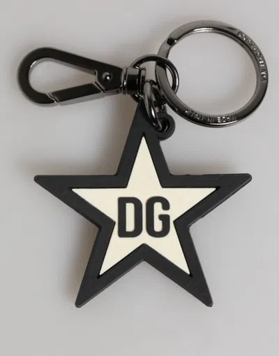 Dolce & Gabbana Dg Logo Star Rubber Mens Keychain In Black