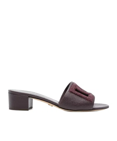 Dolce & Gabbana Logo-strass Sandals In Burgundy