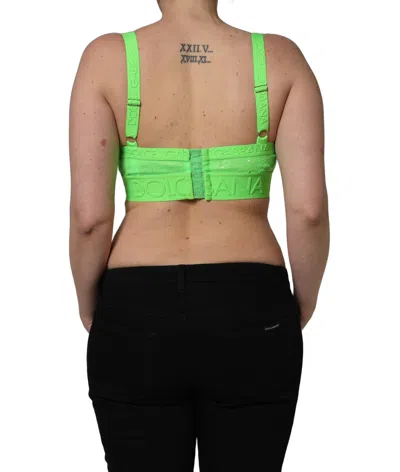 Dolce & Gabbana Logo-trim Nylon Soft Cup Bra Top In Green