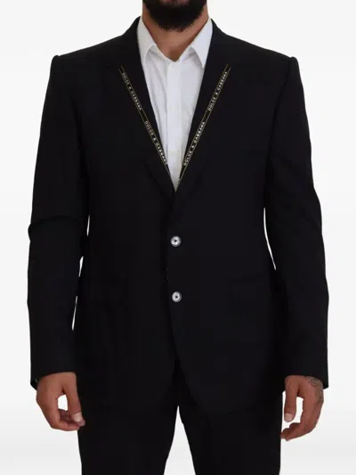 Dolce & Gabbana Wool Stretch Slim Fit Mens Jacket Blazer In Black