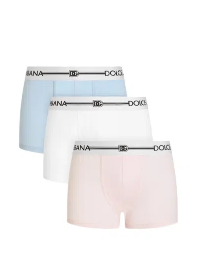 Dolce & Gabbana Logo-waistband Boxers (set Of Three) In Blue