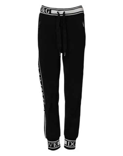 Dolce & Gabbana Logo-waistband Cotton Joggers In Black