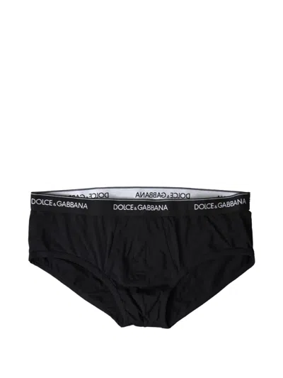 Dolce & Gabbana Logo-waistband High-waisted Briefs In Black